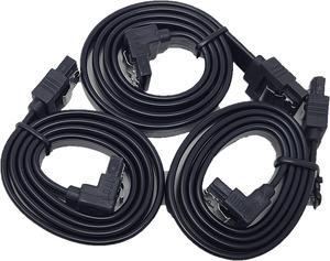 Micro Connectors 20" SATA III Straight to Right Angle Cable with Locking Latch (Black) 3-Pack (F03-05MSAB-3P)
