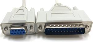 Micro Connectors 25 Feet AT Modem Serial Cable (DB9 Female to DB25 Male) (M02-116A25)