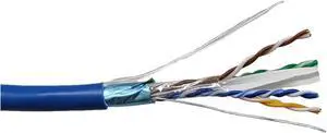 Micro Connectors 250 Feet CAT 6A Solid & Shielded (F/UTP) CMR Riser Bulk Ethernet Cable (Blue) (TR4-570SRBL-250)