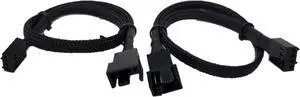 MICRO CONNECTORS 30cm Sleeved PWM Fan Extension Cable 2-Pack (Black) (PWM-100BK-2P)