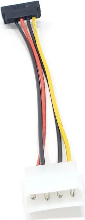 Micro Connectors 6 Inches 4-Pin LP4 to Left Angle SATA Power Adapter Cable (F04-130-LA)