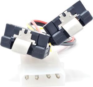 Micro Connectors 12 Inches Molex LP4 Power to (2) SATA Latching Right Angle Cable (F04-130-2RAL)