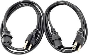 Micro Connectors 3 Feet Universal AC Power Cord 2-Pack (NEMA 5-15P to C13) (Black) (M05-123UL-2P)