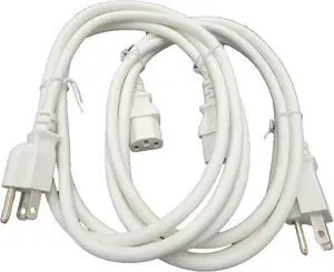 Micro Connectors 6 feet Universal AC Power Cord (18 AWG) White 2-Pack (M05-113ULWH-2P)