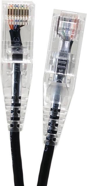 Micro Connectors 1 Foot CAT6A 10Gbps UTP 28 AWG Ultra Slim Ethernet Cable Black (5-Pack) (E09-001B-SL5)