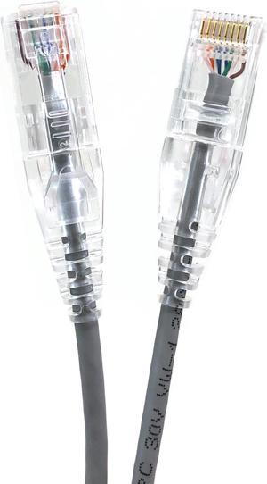 Micro Connectors 7 Feet CAT6A 10Gbps UTP 28 AWG Ultra Slim Ethernet Cable Gray (5-Pack) (E09-007-SL5)