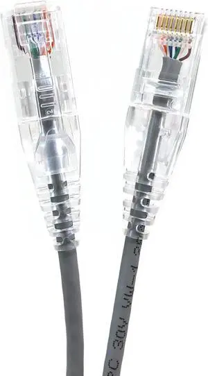 Micro Connectors 10 Feet CAT6A 10Gbps UTP 28 AWG Ultra Slim Ethernet Cable Gray (5-Pack) (E09-010-SL5)