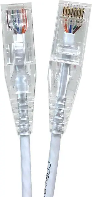 Micro Connectors 10 Feet CAT6A 10Gbps UTP 28 AWG Ultra Slim Ethernet Cable / White (5-Pack) (E09-010W-SL5)