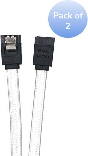 Micro Connectors 40 Inches SATA III Straight Sleeve Cable with Locking Latch (White, 2 pack) (F03-40SLW-2)