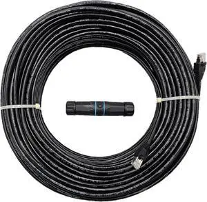 Micro Connectors 200 ft CAT6 Outdoor-Rated Shielded Ethernet Cable Kit with Waterproof Coupler - Black (E08-200BOU-KT)