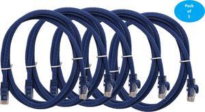 Micro Connectors 10 Feet Cat 6A UTP Ethernet Patch (24 AWG) Cable (Blue) 5-Pack (E09-010BL-5)