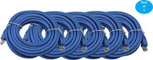 Micro Connectors 25 Feet Cat 6A UTP Ethernet Patch (24AWG) Cable (Blue) 5-Pack (E09-025BL-5)