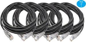 Micro Connectors 15 Feet Cat 6A Ultra Slim Patch (28AWG) Cable (Black) (E09-015B-SL5)