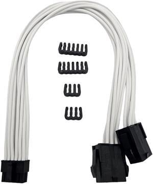 Micro Connectors Premium Sleeved 12-Pin to Dual 8-Pin PCIe GPU for RTX 30 Series Power Extension Cable (300mm) - White (F04-250W)