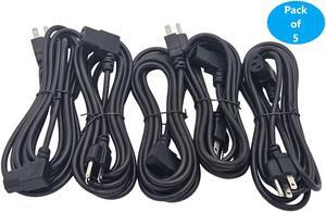 Micro Connectors 10 ft. UL Approved Right Angle AC Power Cord 18 AWG/3 Conductors 10 Amp, Black (5-Pack) (M05-113RA10-5P)