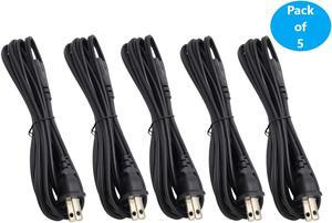 Micro Connectors 6 ft. 18AWG 2-Prong Notebook/TV/Power Cord, UL Approved -Black (5-Pack) (M05-125-5P)