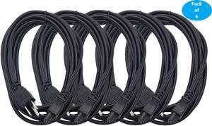 Micro Connectors 15 ft. NEMA 5-15P to C5 18 AWG 3-Prong Notebook/TV/Power Cord, UL Approved 10 Amp/Black (5-Pack) (M05-126-15-5P)