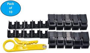 Micro Connectors CAT6A Unshielded Punch Down Keystone Jack with Tool (Black, 10-Pack) (FRT-860B10-T)