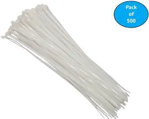 Micro Connectors 8 in. Cable Zip Tie 40 lbs. Multi-Purpose Self-Locking Clear (500-Pack) (MSC-201-5P)