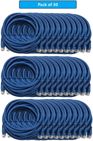 MICRO CONNECTORS 14-feet Cat 6 Molded Snagless UTP RJ45 Networking Patch Cable - Blue - 30 Pack MICRO CONNECTORS 14-feet Cat 6 Molded Snagless UTP RJ45 Networking Patch Cable - Blue - 30 Pack