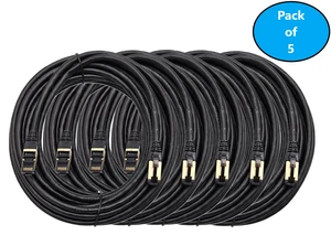 MICRO CONNECTORS 50 Feet Cat8 SFTP RJ45 Patch 26AWG Cable (Black) 5-Pack MICRO CONNECTORS 50 Feet Cat8 SFTP RJ45 Patch 26AWG Cable (Black) 5-Pack