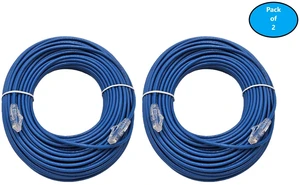 MICRO CONNECTORS 100 Feet CAT 6A Ultra Slim Patch (28AWG) Cable Blue 2-Pack MICRO CONNECTORS 100 Feet CAT 6A Ultra Slim Patch (28AWG) Cable Blue 2-Pack