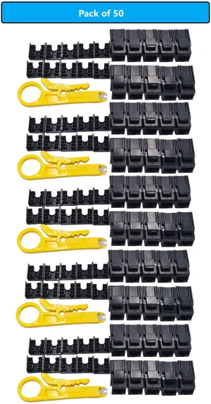 MICRO CONNECTORS CAT 6A Unshielded Punch Down Keystone Jack with Tool Black 50-Pack (FRT-860B50-T) MICRO CONNECTORS CAT 6A Unshielded Punch Down Keystone Jack with Tool Black 50-Pack (FRT-860B50-T)