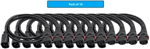 MICRO CONNECTORS 6 Feet Universal Auto-Locking AC Power Extension Cord 17 AWG (C13 to C14) 10-Pack (M05-113EULK-10P) MICRO CONNECTORS 6 Feet Universal Auto-Locking AC Power Extension Cord 17 AWG (C13 to C14) 10-Pack (M05-113EULK-10P)