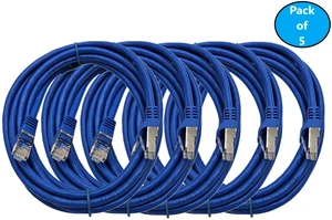 MICRO CONNECTORS 14 ft. CAT 7 SFTP 26AWG Double Shielded RJ45 Snag-less Ethernet Cable Blue 5-Pack (E11-014BL-5) MICRO CONNECTORS 14 ft. CAT 7 SFTP 26AWG Double Shielded RJ45 Snag-less Ethernet Cable Blue 5-Pack (E11-014BL-5)