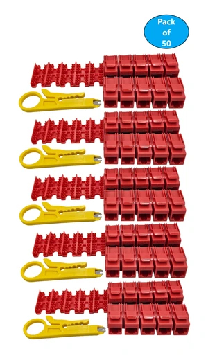 MICRO CONNECTORS CAT6 Unshielded Punch Down Keystone Jack with Tool in Red 50-Pack (FRT-840R50-T) MICRO CONNECTORS CAT6 Unshielded Punch Down Keystone Jack with Tool in Red 50-Pack (FRT-840R50-T)