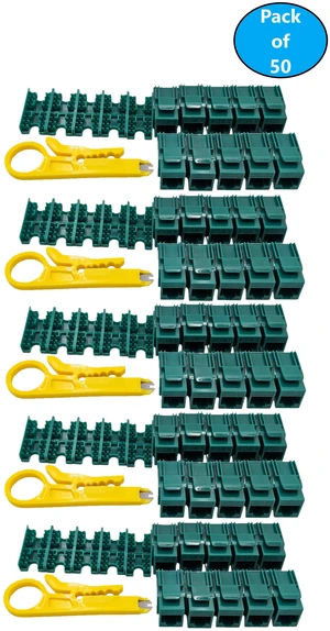 MICRO CONNECTORS CAT6 Unshielded Punch Down Keystone Jack with Tool in Green (50-Pack) (FRT-840G50-T) MICRO CONNECTORS CAT6 Unshielded Punch Down Keystone Jack with Tool in Green (50-Pack) (FRT-840G50-T)