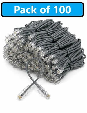 MICRO CONNECTORS 1 Feet CAT 6 Ultra Slim Patch (28AWG) Cable Gray 100-Pack (E08-001-SL100) MICRO CONNECTORS 1 Feet CAT 6 Ultra Slim Patch (28AWG) Cable Gray 100-Pack (E08-001-SL100)