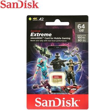 SanDisk Extreme A2 64GB microSDHC Card UHSI U3 V30 Speed up to 160MBs for Mobile Gaming