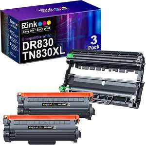 E-Z Ink Compatible Toner Cartridge and Drum Unit Replacement for Brother TN830XL TN830 Toner Cartridges DR830 DR-830 Drum Unit for HL-L2460DW DCP-L2640DW HL-L2480DW HL-L2400D HL-L2405W Printer(3Pack)