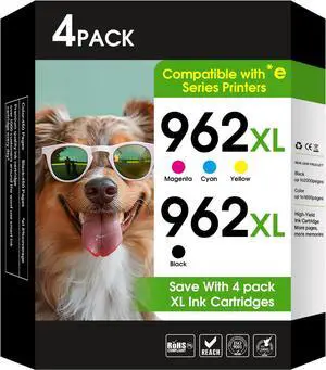 962XL Ink Cartridges Combo Pack Compatible for HP 962 Ink Cartridges Works with OfficeJet Pro 9010 9010e 9015 9015e 9025 9025e 9018 9018e 9012 9012e 9020 9020e (BK C Y M) 4 Pack