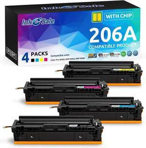 206A M283fdw Toner Cartridge [with Chip] Compatible Replacement for 206A W2110A Toner cartridges hp Set HP Color Pro MFP M283fdw M283fdn M283cdw M283 M255dw M255nw M255 M282nw M282 Printer, 4 Pack