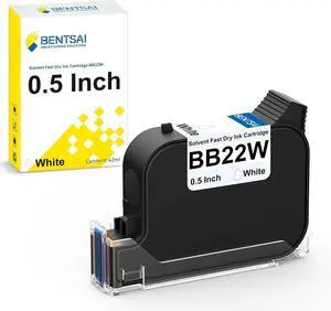 BENTSAI BB22W 0.5 Inch Print Height Original Solvent Ink Quick Dry Ink Cartridge Replacement for BT-HH6205B 6205BL Handheld Inkjet Printer (White)