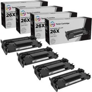 LD Products Toner Cartridge Replacements Compatible with HP 26X CF226X High Yield (Black, 4-Pack) for use with Printers Laserjet Pro M402d, M402dne, M402dw, M402n, MFP M426fdw, and M426fdn