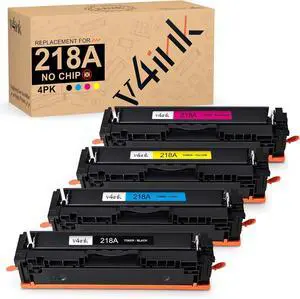 v4ink 218A Toner Cartridges 4 Pack Compatible Replacement for HP 218A 218X W2180A W2181A W2183A W2182A (No Chip) Works with HP Color Pro MFP 3301 3201 Series 3301cdw 3301fdw 3301sdw 3201dw Printer