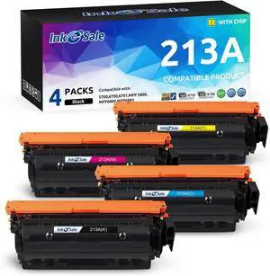 INK E-SALE 213A W2130A Compatible Toner Cartridge Replacement for HP 213A 213X (with Chip) for HP Color Laserjet Enterprise 5700 6700 6701 MFP 5800 MFP 6800 6801 Printer (BCMY,4-Pack)