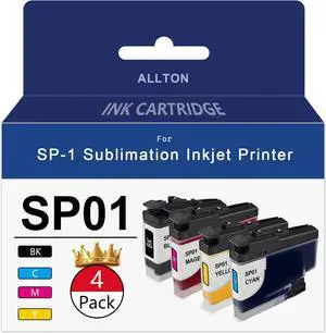 SP-1 SP01 Sublimation Ink Cartridges Set SP01BKS SP01CS SP01MS SP01YS Ink Cartridge Replacement for SP-1 Sublimation Inkjet Printer(4-Pack)