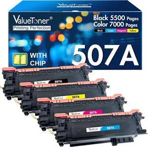 Valuetoner Compatible Toner Cartridges Replacement for HP 507A 507X CE400A CE401A CE402A CE403A for Enterprise M551 M551n M551dn M551xh M570dn M570dw M575f Printer (4-Pack, Black Cyan Yellow Magenta)