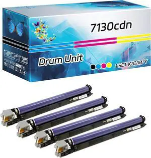 7130cdn Drum Unit Compatible for Dell 7130cdn 7130 Printers, High Yield 80000 Pages, with Chip High-Definition Printing (4-Pack BK/C/M/Y)