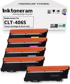 406S CLP365 Compatible Toner Cartridges Replacement for Samsung 406S CLP-360 CLP-365 CLP-365W CLX-3305 CLX-3305FN CLX-3305FW, Xpress C410W, C460FW ([2-Black,Cyan,Magenta,Yellow],5-Pack)