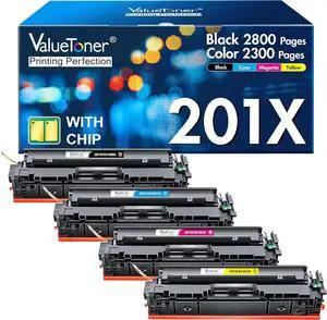 Valuetoner 201X Toner Compatible for HP 201X Toner Cartridges 4 Pack High Yield CF400X CF401X CF402X CF403X for Color Laserjet Pro MFP M277dw M252dw M277c6 M277n M252n M277 (Black Cyan Yellow Magenta)