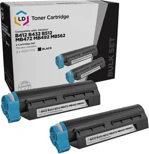 LD Products Compatible Oki Toner Printer Cartridge Replacements for Okidata 45807105 Black High Yield for Use with MB Series MB472w MB492 MB562w and B Series B412dn B432dn B512 (7,000 Pages, 2-Pack)