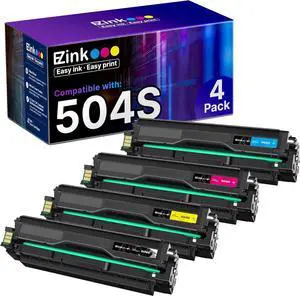 E-Z Ink Compatible Toner Cartridge Replacement for Samsung 504 504S CLT-K504S CLT-504S CLT-M504S CLT-C504S CLT-Y504S to use with SL-C1860FW SL-C1810W CLP-415NW CLX-4195FW Printer Tray (4 Pack)