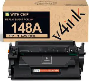 v4ink 148A W1480A (with Chip) Compatible Toner Cartridge Replacement for HP 148A 148X W1480A W1480X for HP Pro 4001 4001n 4001dw 4001dn MFP 4101 4101fdw 4101fdn Printer Ink (1-Pack Black)