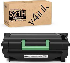 v4ink 521H 52D1H00 Black Toner Cartridge Compatible Replacement for Lexmark MS810 MS810n MS810dn MS811 MS811n MS811dn MS812 MS812de MS812dn MS710 MS711 Laser Printer (25,000 Pages High Yield, 1-Pack)