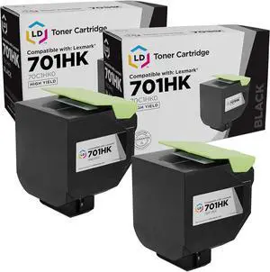 LD Remanufactured Toner Cartridge Replacement for Lexmark 701HK 70C1HK0 High Yield (Black, 2-Pack) Compatible with CS310dn CS310n CS410dn CS410dtn CS410n CS510de CS510dte